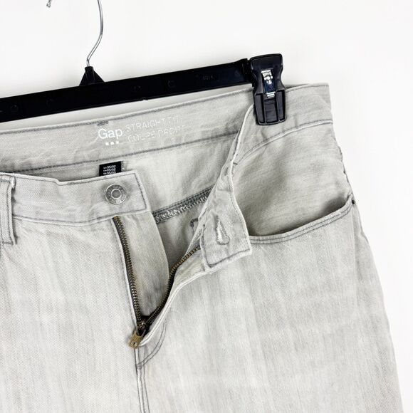 Gap Straight Fit Jeans Men's Light Grey 5 Pocket Faded Denim Size 35/32 - Picture 4 of 15